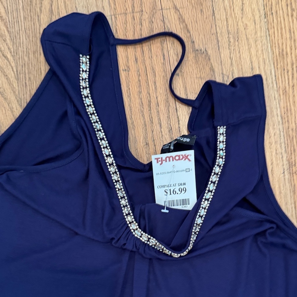 Cable & Gauge Navy Tank Top with Beaded Neckline - Picture 6 of 7